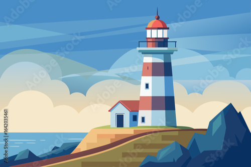 Clean Vector Illustration Lighthouse With Soft Lighting