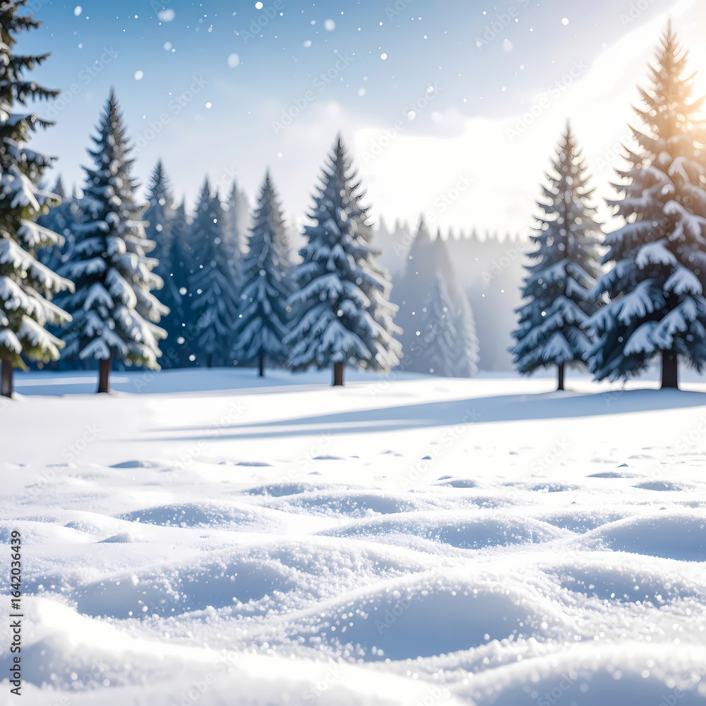 Naklejka premium Snowy winter forest landscape