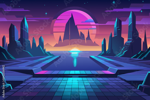 Futuristic Style Plateau Background With Ambient Glow