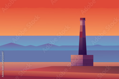 Gradient Flat Vector Style Chimney With Desert Horizon