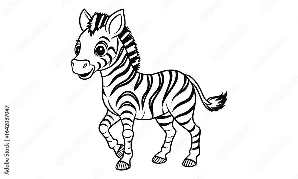 Obraz premium Zebra baby t shirt design silhouette and vector line art, detailed illustration perfect for relaxation and stress relief, ideal for adult coloring books, high-quality art