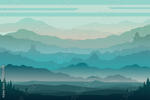 Layered Vector Delta Background With Fog Overlay