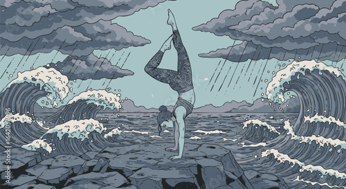 Yoga and Ocean Waves Finding Inner Peace Amidst the Storm