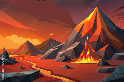Low Poly Lava Background With Smooth Color Blending