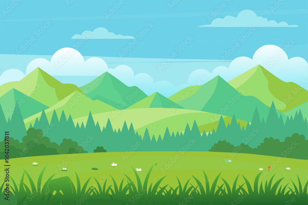Obraz premium Minimal Vector Meadow Background With Seamless Transitions