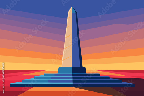 Realistic Simple Vector Style Obelisk With Morning Light