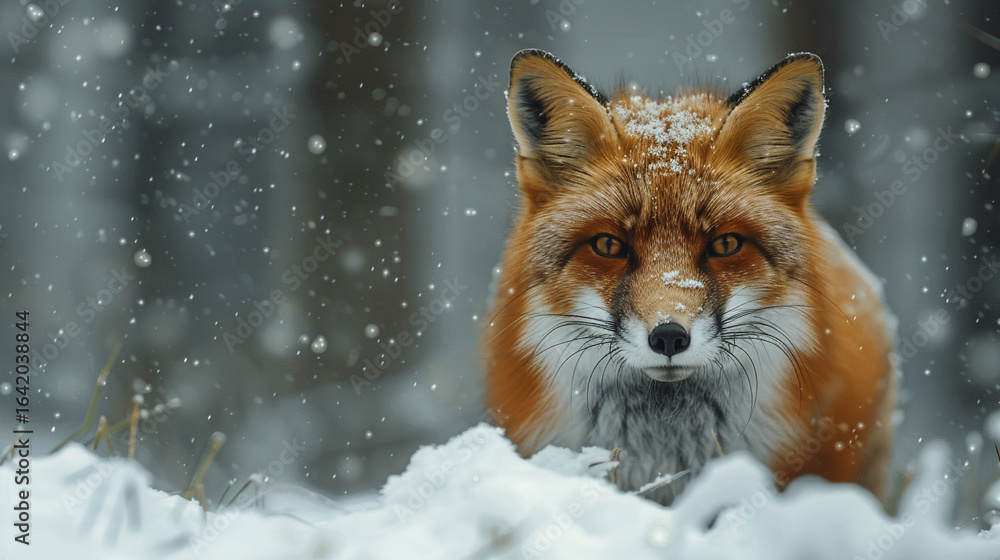 Fototapeta premium Red fox vulpes in the jungle