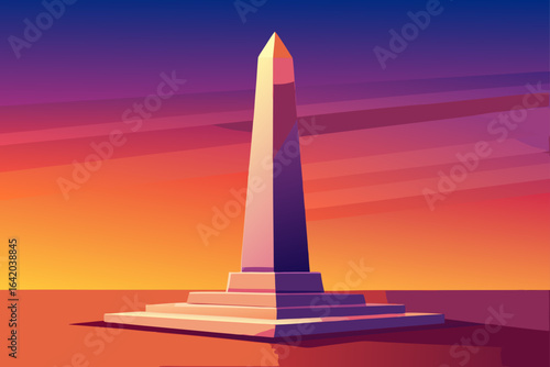 Smooth Gradient Vector Style Obelisk With Morning Light