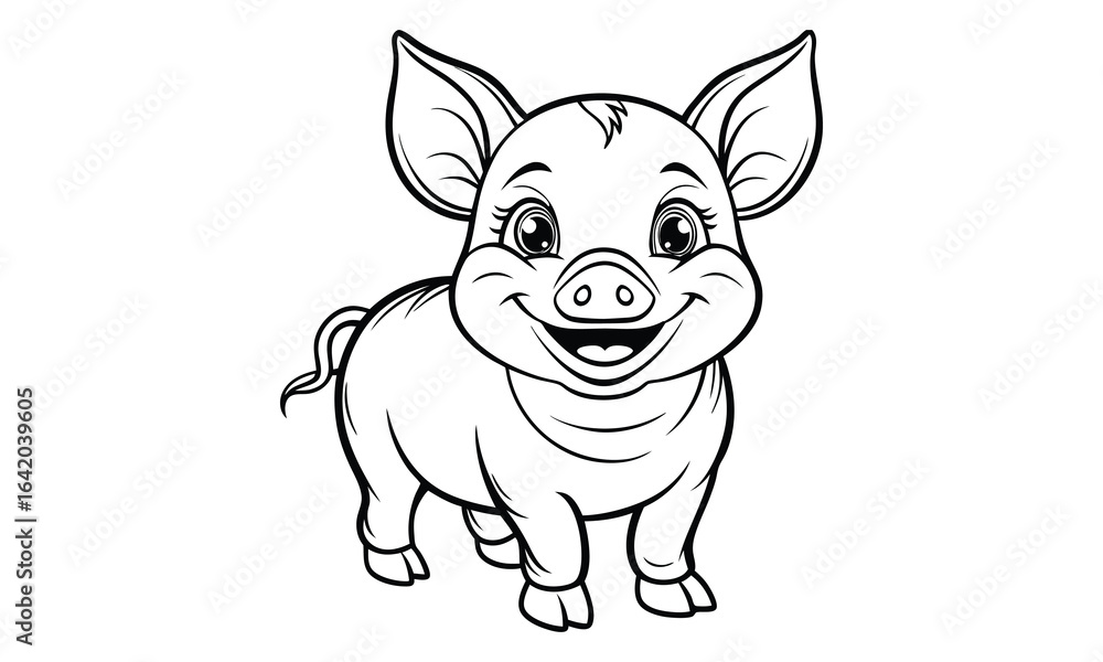 Obraz premium Pig baby t shirt design silhouette and vector line art, high-quality illustration ideal for adult coloring books, art therapy, relaxation and stress relief printable designs
