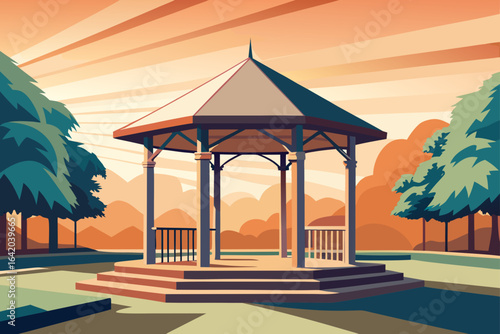 Subtle Texture Vector Style Gazebo With Morning Light