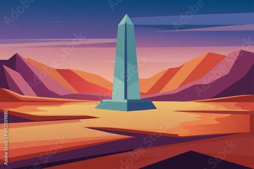 Subtle Texture Vector Style Textured Obelisk In Valley