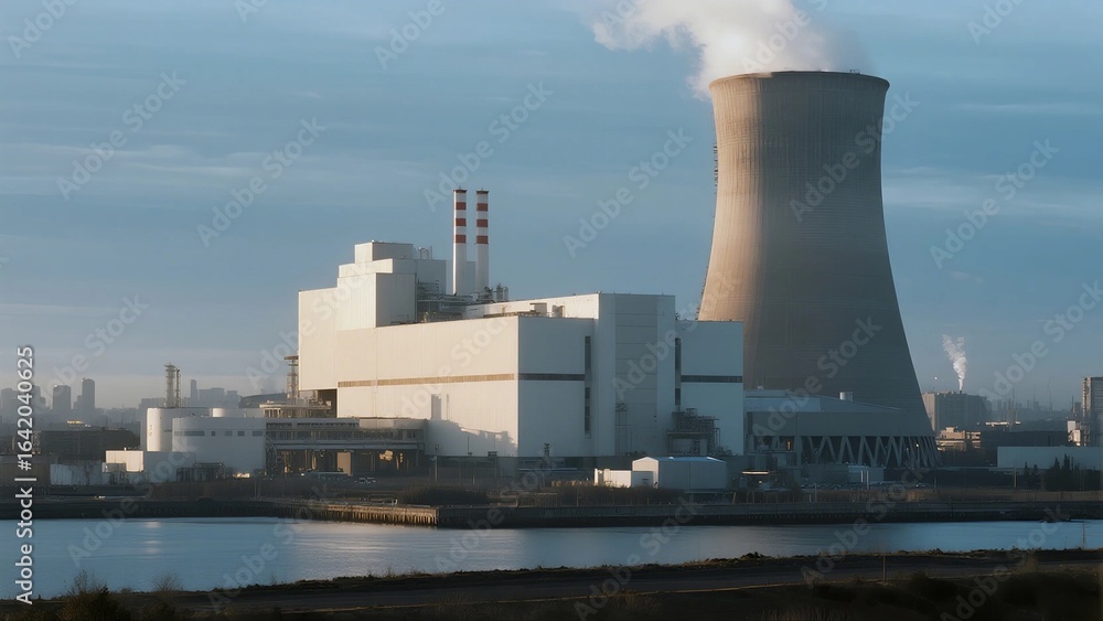 Nuclear Power Plant with Cooling Tower and Industrial Structure Nuclear Power Plant with Cooling Tower and Industrial Structure