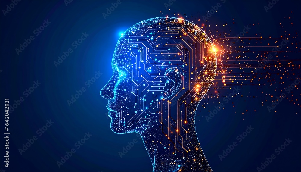 Obraz premium Digital human head technology illustration
