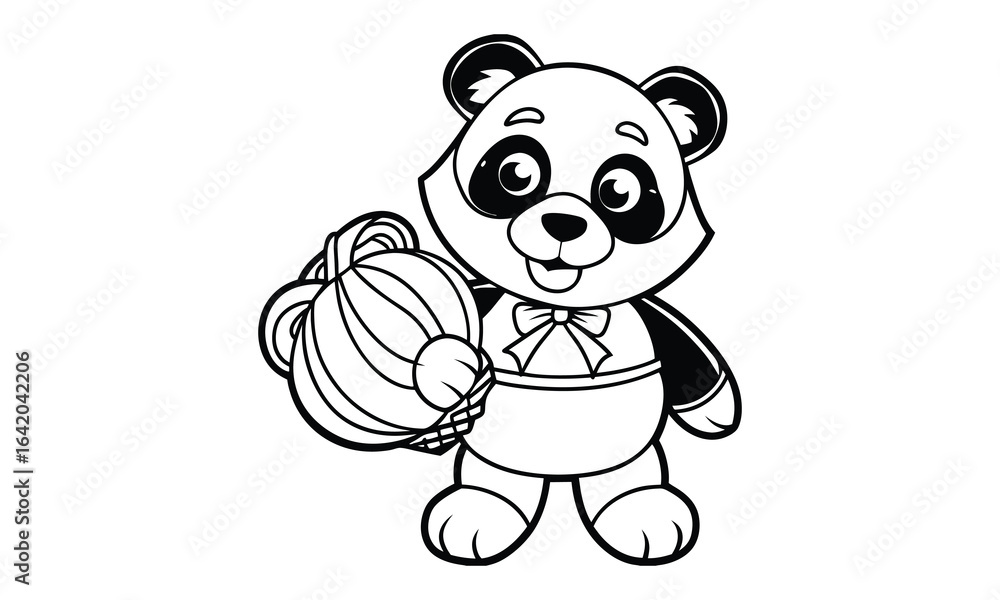 Obraz premium Halloween cute panda t shirt design silhouette and vector line art, intricate line art for printable art therapy activities, perfect for relaxation, stress relief, adult coloring pages