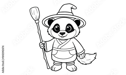 Halloween cute panda t shirt design silhouette and vector line art, intricate line art for printable art therapy activities, perfect for relaxation, stress relief, adult coloring pages