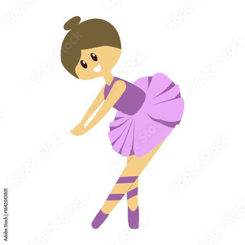 Lovely cartoon ballerina. Smiling ballerina girl dancing.