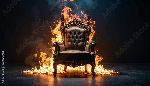 Burning throne chair dramatic image