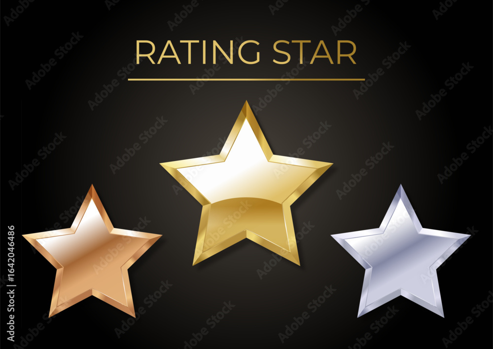 Fototapeta premium Gold, Silver, and Bronze Rating Stars