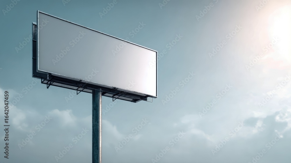Obraz premium Billboard Mockup Under a Bright Sky for Advertising, Marketing Campaigns, and Promotional Material Placement