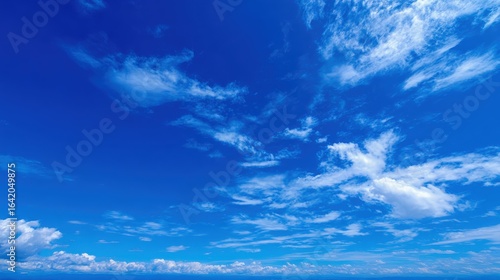 Clear Blue Sky with White Clouds, Perfect for Backgrounds, Wallpapers, and Nature-Themed Projects
