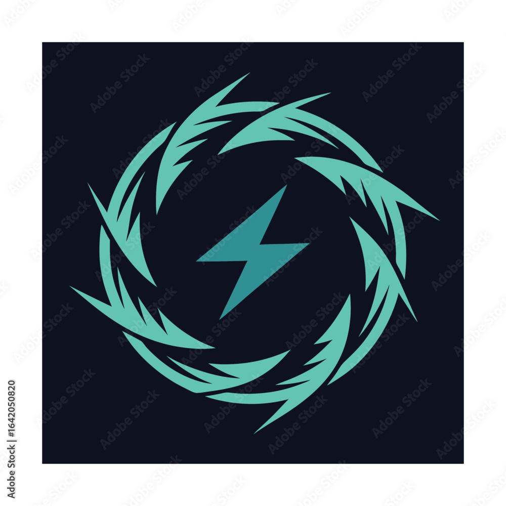 Obraz premium Abstract Circle Formed from Zigzag Lightning Logo Design