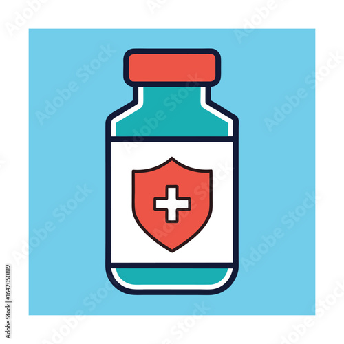 Vaccine Bottle with Protective Seal Vector Illustration