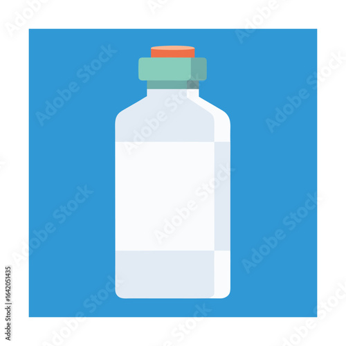 Front View of White Covid Vaccine Bottle Vector