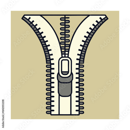 Line Art Zipper Opening Center of Canvas