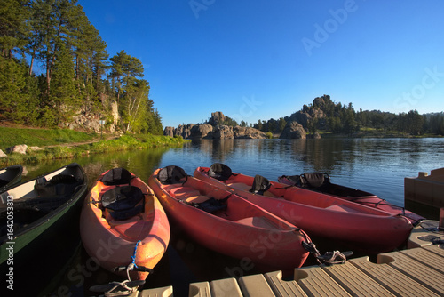 Kayaks are natural recreation at Sylvan Lake at Custer State Park in South Dakota, United States