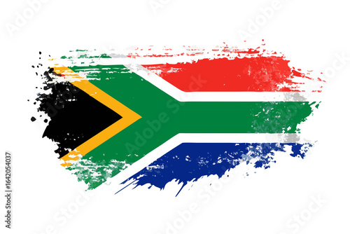 Distressed south african flag with grunge texture and brush strokes