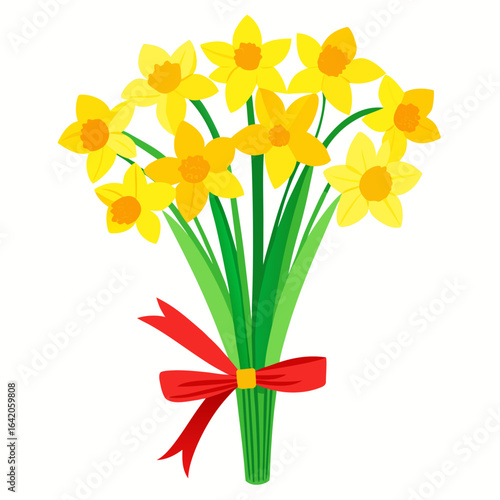 Welsh Daffodil Bouquet for Saint David's Day Isolated Vector Illustration