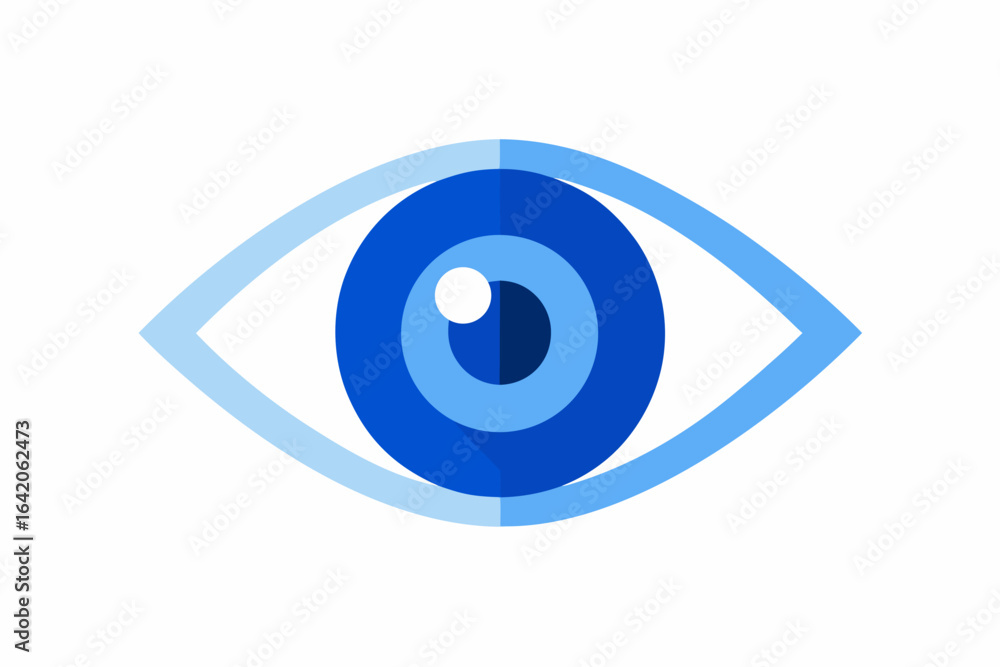 Blue human eye vector icon illustration, a symbol of vision and sight Blue human eye vector icon illustration, a symbol of vision and sight
