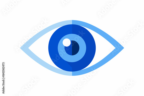 Blue human eye vector icon illustration, a symbol of vision and sight