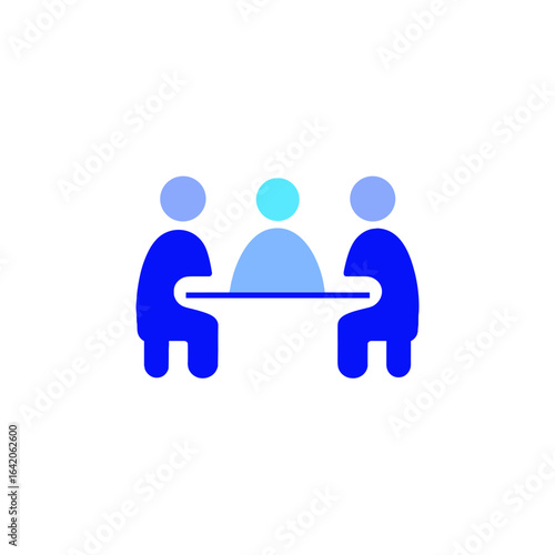 Meeting Icon: Three People Sitting Around a Table Graphic