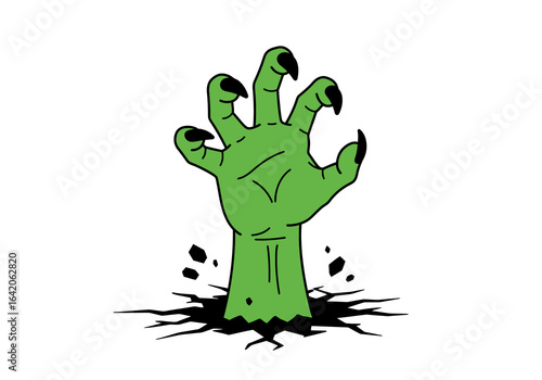 Cartoon Zombie Hand Emerging from the Ground
