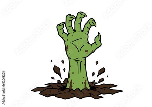 Cartoon Zombie Hand Emerging from the Ground