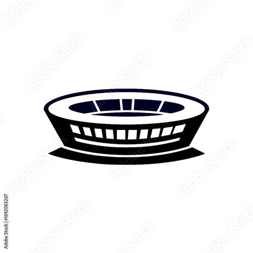 Minimalist stadium illustration, iconic venue for sports and entertainment events