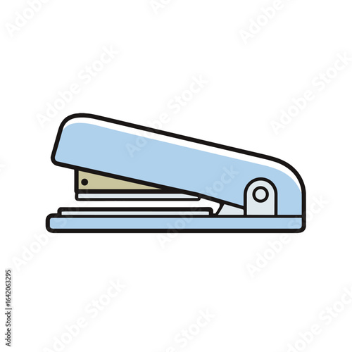 Isolated blue stapler illustration with black outline on white background