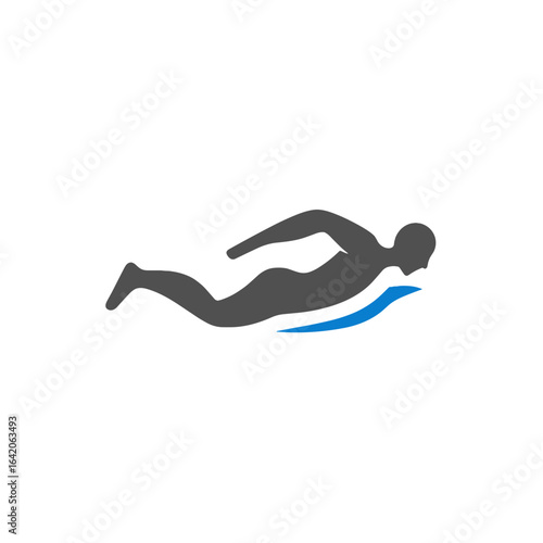 Swimmer silhouette gliding gracefully through water with elegant simplicity