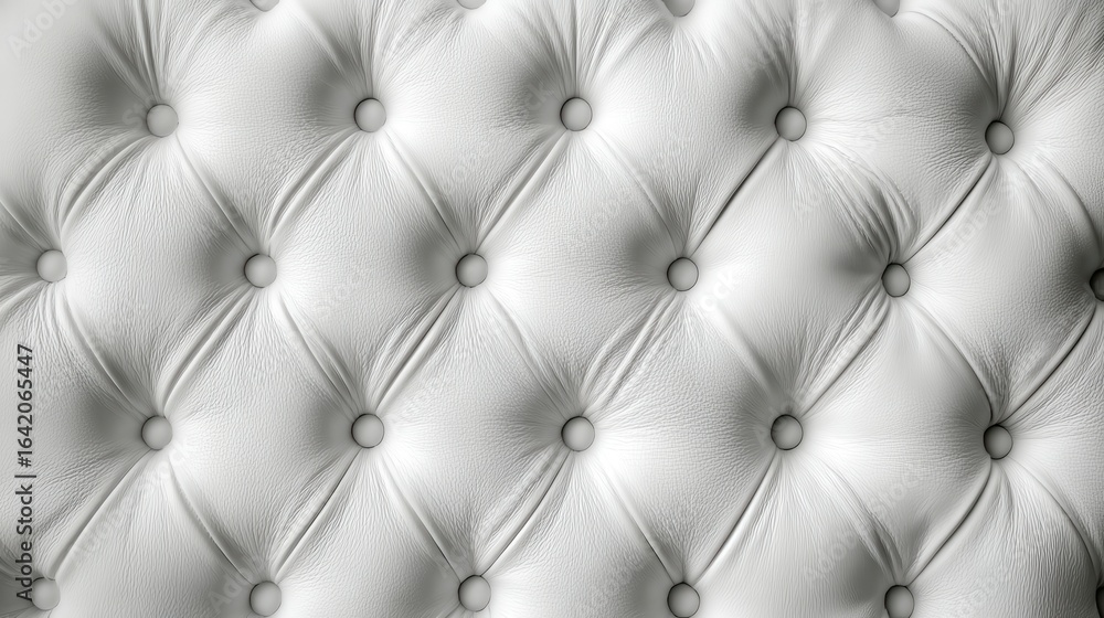 Obraz premium A 4K photo of white leather quilted cushion background, couch texture closeup studded with.