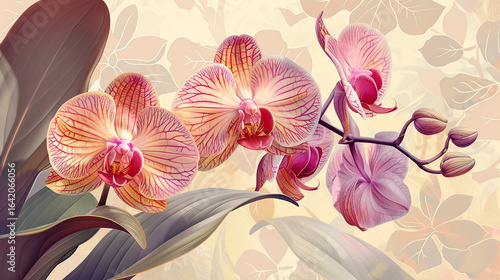 A detailed botanical illustration of a rare orchid