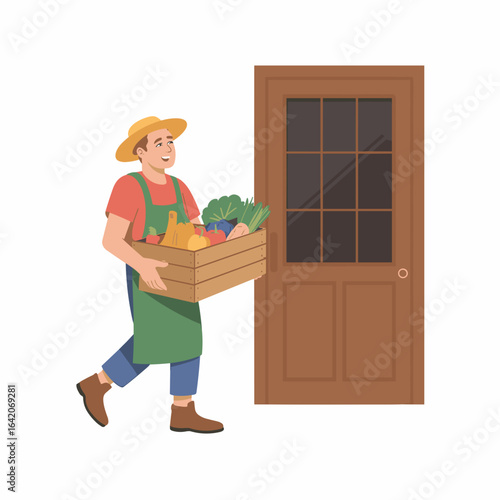 Farmer Delivering Fresh Vegetables to Doorstep