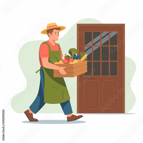 Farmer Delivering Fresh Vegetables to Doorstep