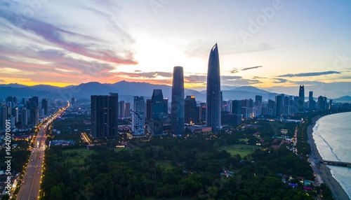 Wallpaper Mural Sunrise cityscape skyline panorama Torontodigital.ca