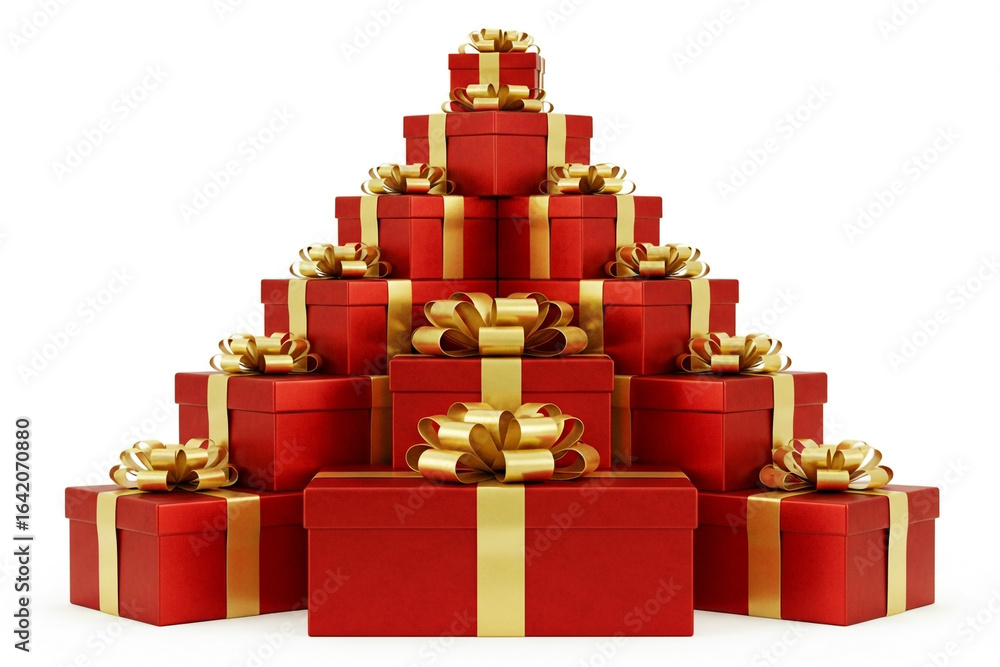 Fototapeta premium Christmas gift boxes, isolated on white background