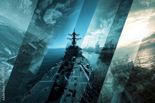 Multinational war industry and military contractors and corporations. Concept of war campaigns and wars