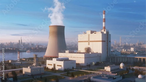 Wallpaper Mural Nuclear Power Plant with Cooling Tower and Modern Structure Torontodigital.ca