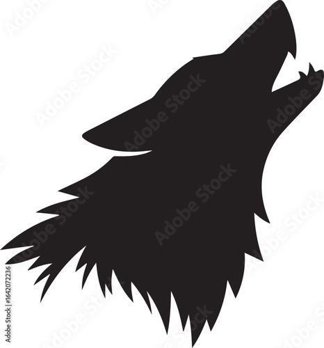 black wolf howling silhouette emblem logo vector art for sports team identity and wilderness themes