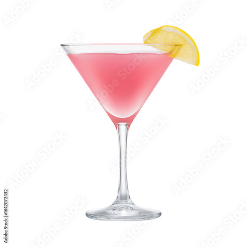 Wallpaper Mural Pink Cosmopolitan cocktail in martini glass with lemon slice garnish, isolated on white transparent background Torontodigital.ca