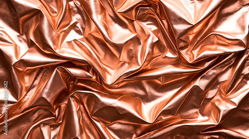 Luxurious Rose Gold Metallic Fabric with Elegant Drapes and Folds
